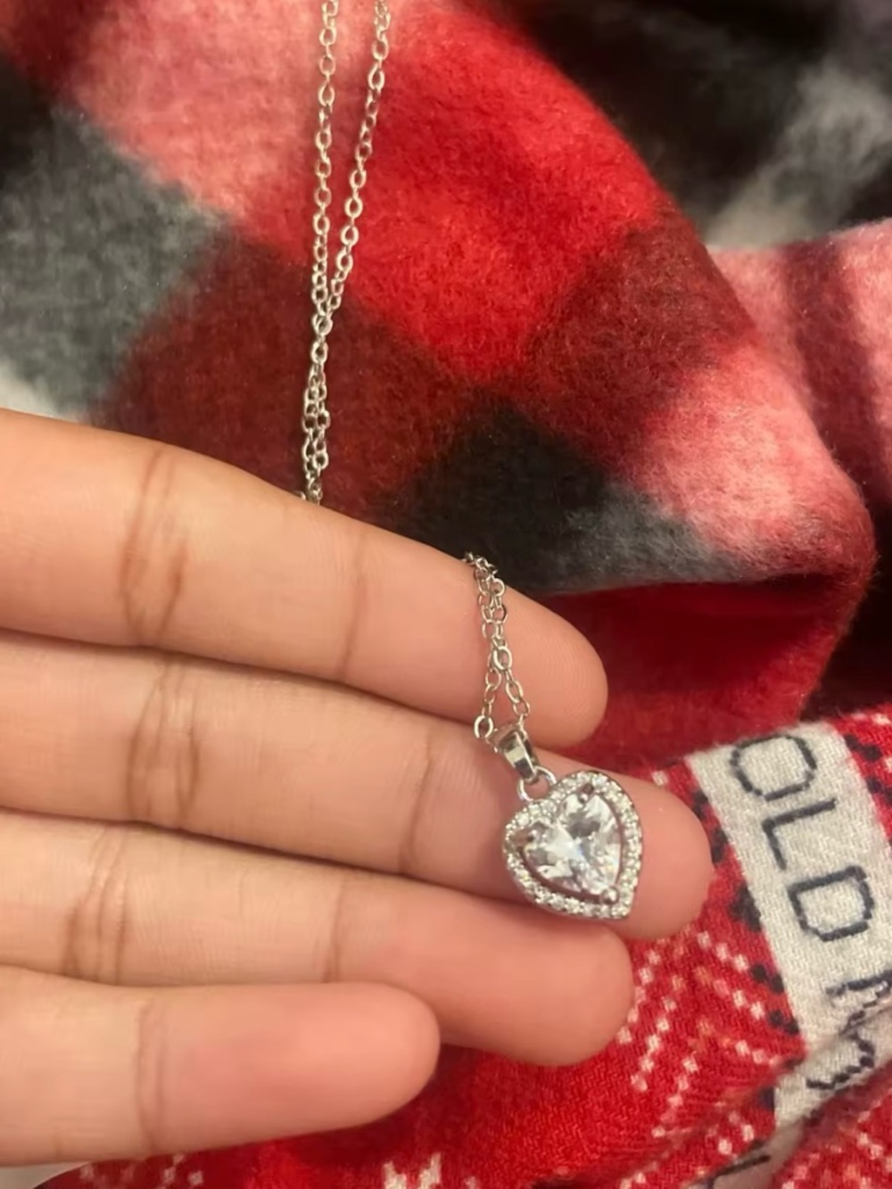 Anthropologie Silver Heart Halo Pendant Necklace - Picture 2 of 6
